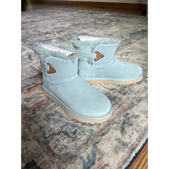 UGG Boots Womens Sz 6 Urchin Flex Bailey Mini Suede Shearling Baby Blue Wool New - Picture 9 of 15